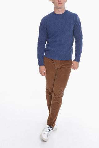 Virgin Wool and Cashmre Crew-Neck Sweater with Rib Cuffs
