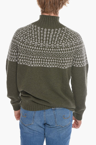 Maglia a Collo Alto in Cashmere con Motivo Geometrico