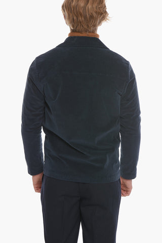 Solid Color Velvet HOXTON Overshirt with Breast Pocket