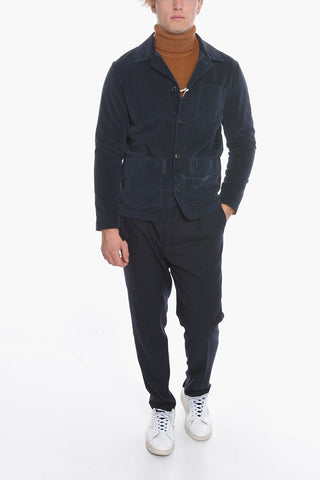 Solid Color Velvet HOXTON Overshirt with Breast Pocket