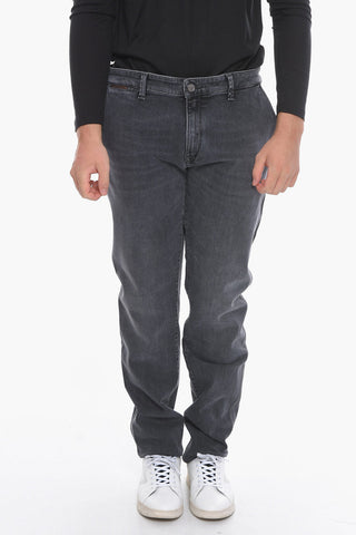 ID Regular Fit Denims with Leather Details 18cm