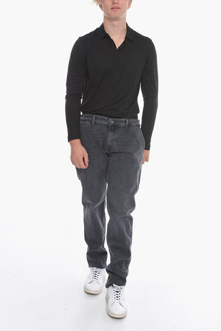 ID Regular Fit Denims with Leather Details 18cm