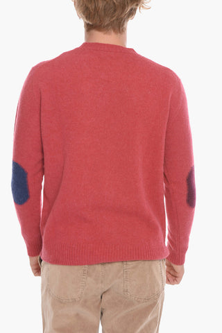 Virgin Wool Crew-Neck Sweater with Contrast Patches