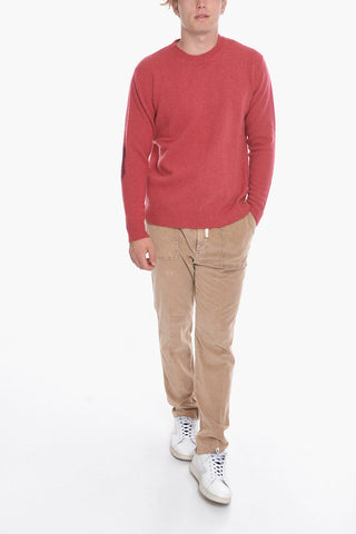 Virgin Wool Crew-Neck Sweater with Contrast Patches