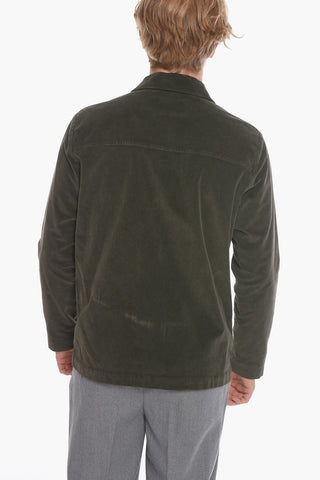 Solid Color Velvet HOXTON Overshirt with Breast Pocket