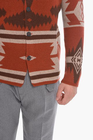 Jacquard Maxi Cardigan with Azteco Motif