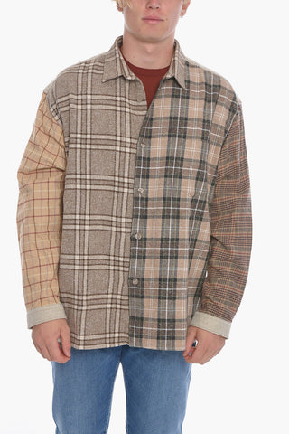 Cotton Flannel Shirt with Tartan Motif