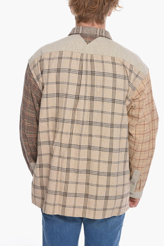 Cotton Flannel Shirt with Tartan Motif
