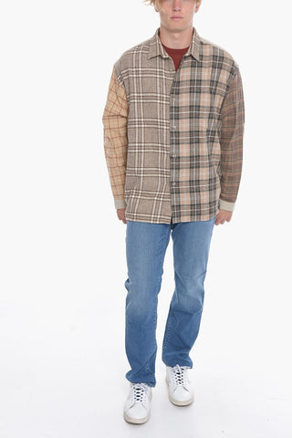 Cotton Flannel Shirt with Tartan Motif