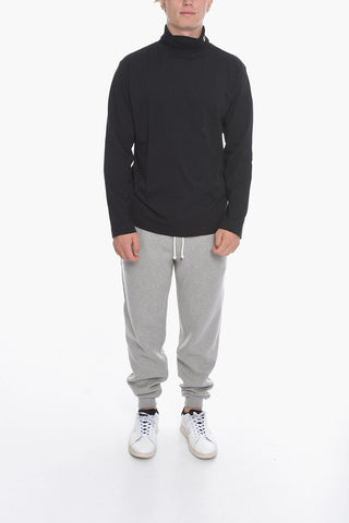 T-shirt a Collo Alto con Logo Ricamato