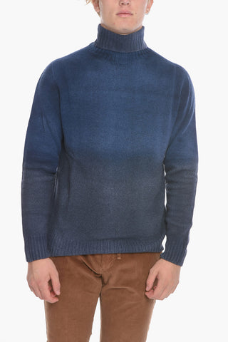 Shaded Effect Virgin Wool Turtleneck Sweater