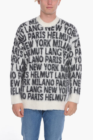 Alpaca wool Crewneck Sweater with All over Logo