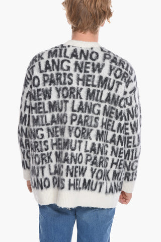 Alpaca wool Crewneck Sweater with All over Logo
