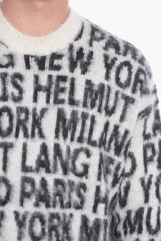 Alpaca wool Crewneck Sweater with All over Logo