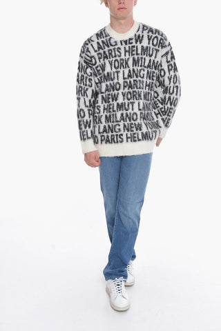 Alpaca wool Crewneck Sweater with All over Logo