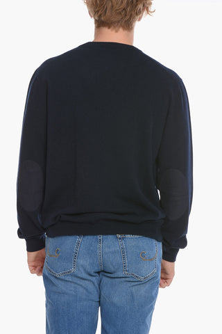 V-Neck Cashmere Sweater with Patches