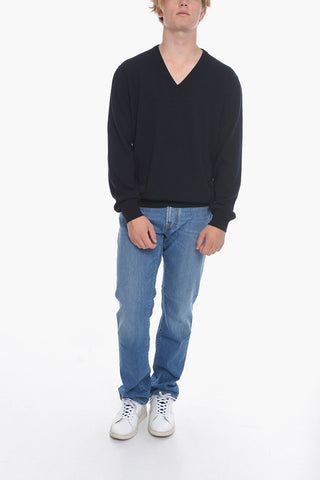 V-Neck Cashmere Sweater with Patches