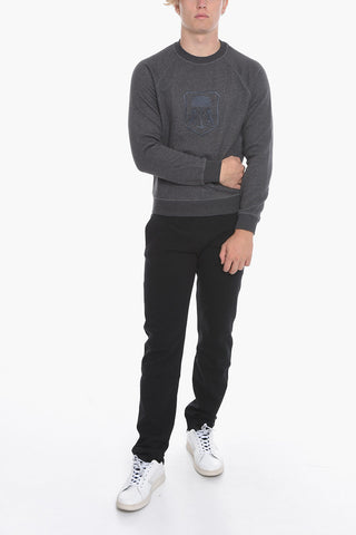 STYLE & FREEDOM Felpa Girocollo in Cotone con Stemma Ricamato