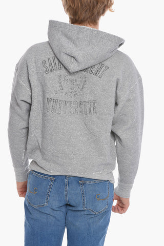 Cotton Hoodie with Raw cut Details