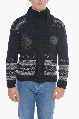 Jacquard Maxi Cardigan with Indios Motif