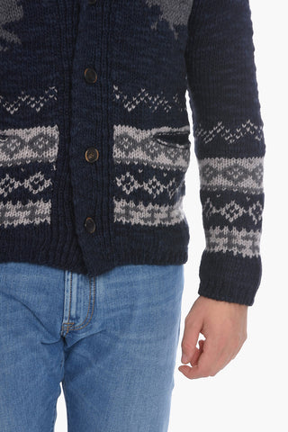 Jacquard Maxi Cardigan with Indios Motif