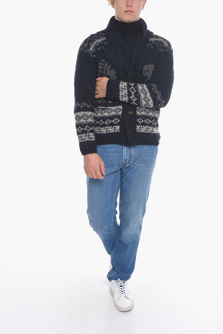 Jacquard Maxi Cardigan with Indios Motif