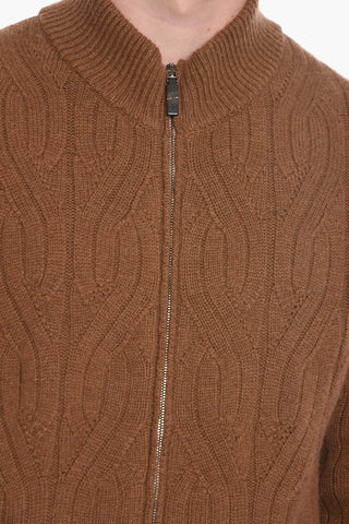 Pullover Mock Neck in Cashmere Aran con Fodera in Nylon