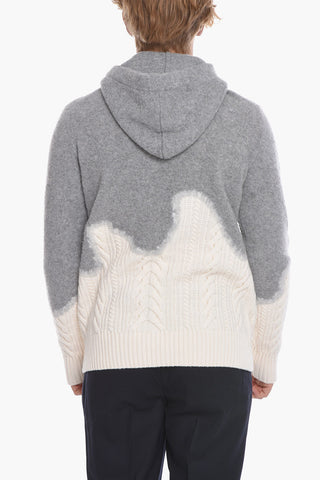 Zweifarbiger Pullover Aus Reiner Wolle Mit Kapuze