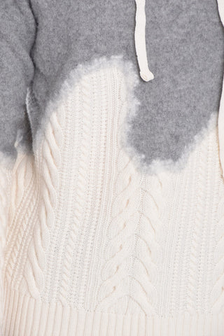 Zweifarbiger Pullover Aus Reiner Wolle Mit Kapuze