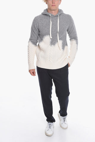 Zweifarbiger Pullover Aus Reiner Wolle Mit Kapuze