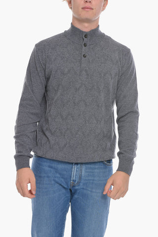 Maglia in Lana e Cashmere con Collo Abbottonato