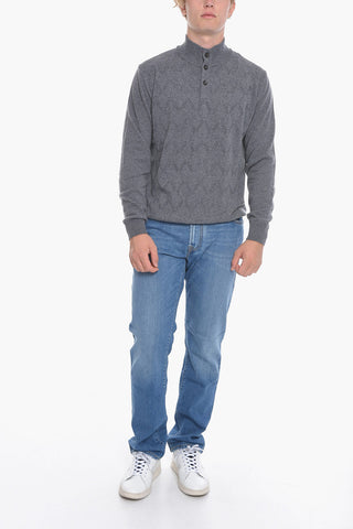 Maglia in Lana e Cashmere con Collo Abbottonato