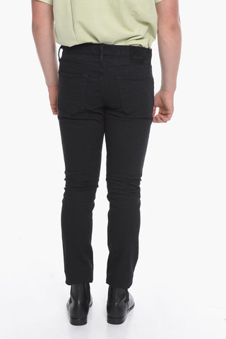 Jeans Slim Fit con Logo Patch sul Retro 18cm