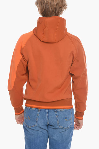 Felpa Hoodie Half zip in Cotone Garzato