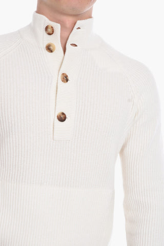 Cashmere Turtleneck Sweater with Buttons