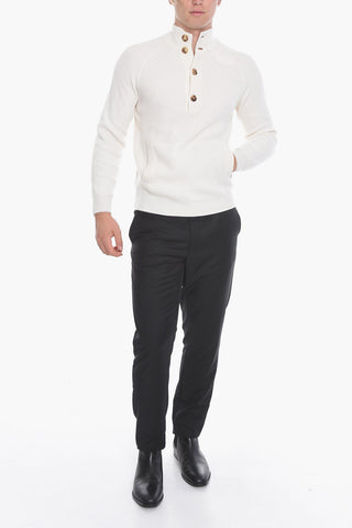 Cashmere Turtleneck Sweater with Buttons