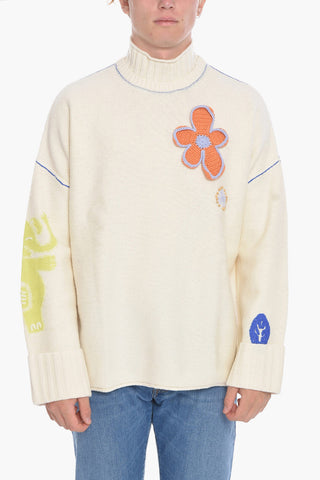 MCQ Slouchy Mock neck Sweater with Embroideries