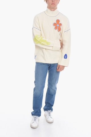 MCQ Slouchy Mock neck Sweater with Embroideries