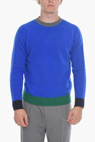 Virgin Wool Crew-Neck Sweater with Rib Neck