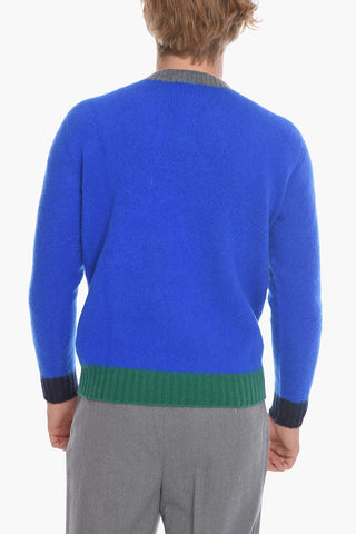 Virgin Wool Crew-Neck Sweater with Rib Neck