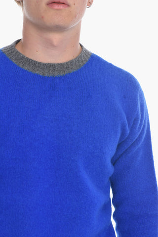 Virgin Wool Crew-Neck Sweater with Rib Neck