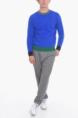 Virgin Wool Crew-Neck Sweater with Rib Neck