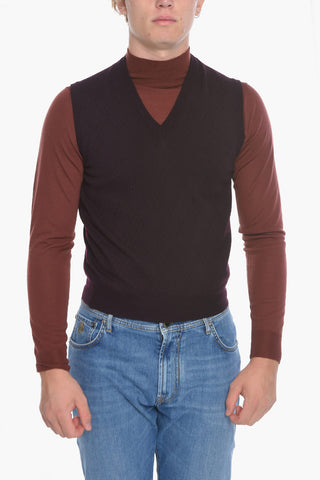 V Neck Jacquard Wool Vest