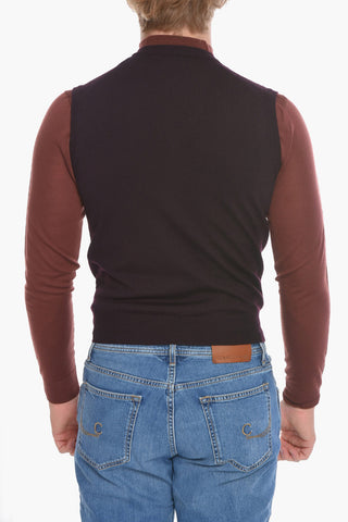 V Neck Jacquard Wool Vest
