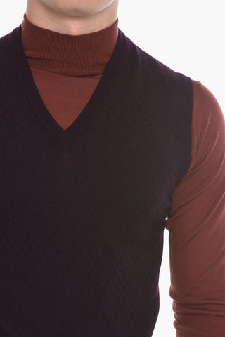 V Neck Jacquard Wool Vest