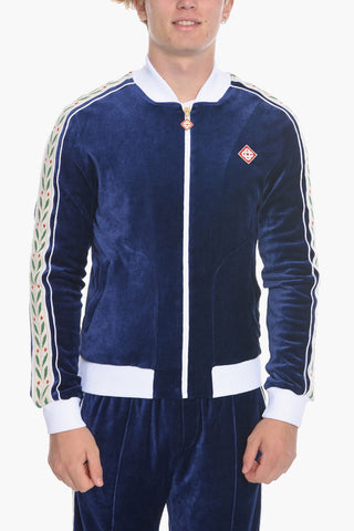 Velour LAUREL Sweatshirt with Logoed Trimming