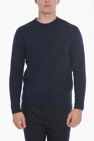 Virgin Wool Crew-Neck Sweater with Patches