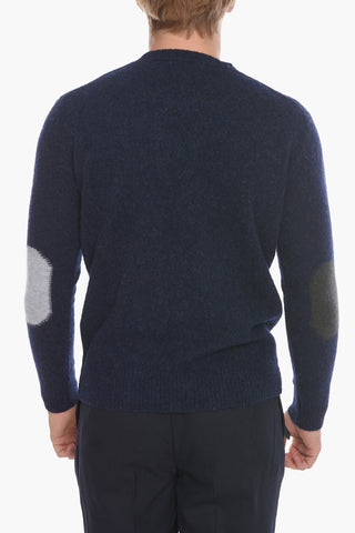 Virgin Wool Crew-Neck Sweater with Patches