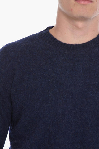 Virgin Wool Crew-Neck Sweater with Patches