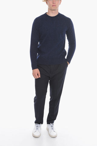 Virgin Wool Crew-Neck Sweater with Patches
